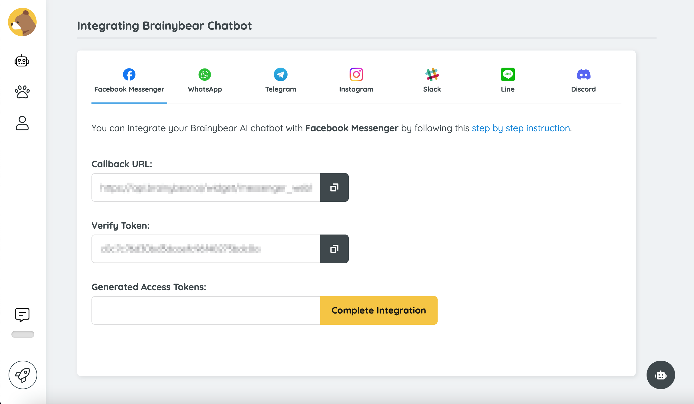 Integrations into platforms like Facebook Messenger, WhatsApp, Telegram and Slack.