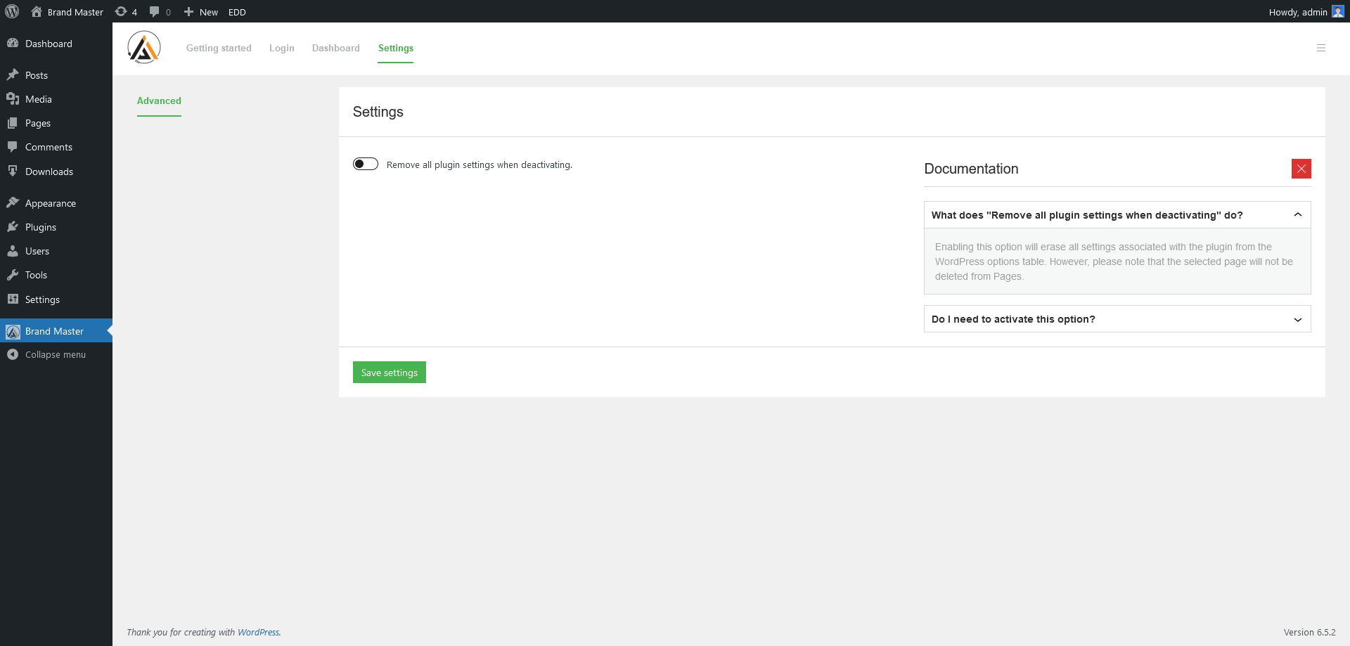 Dashboard - Login Settings => Logo