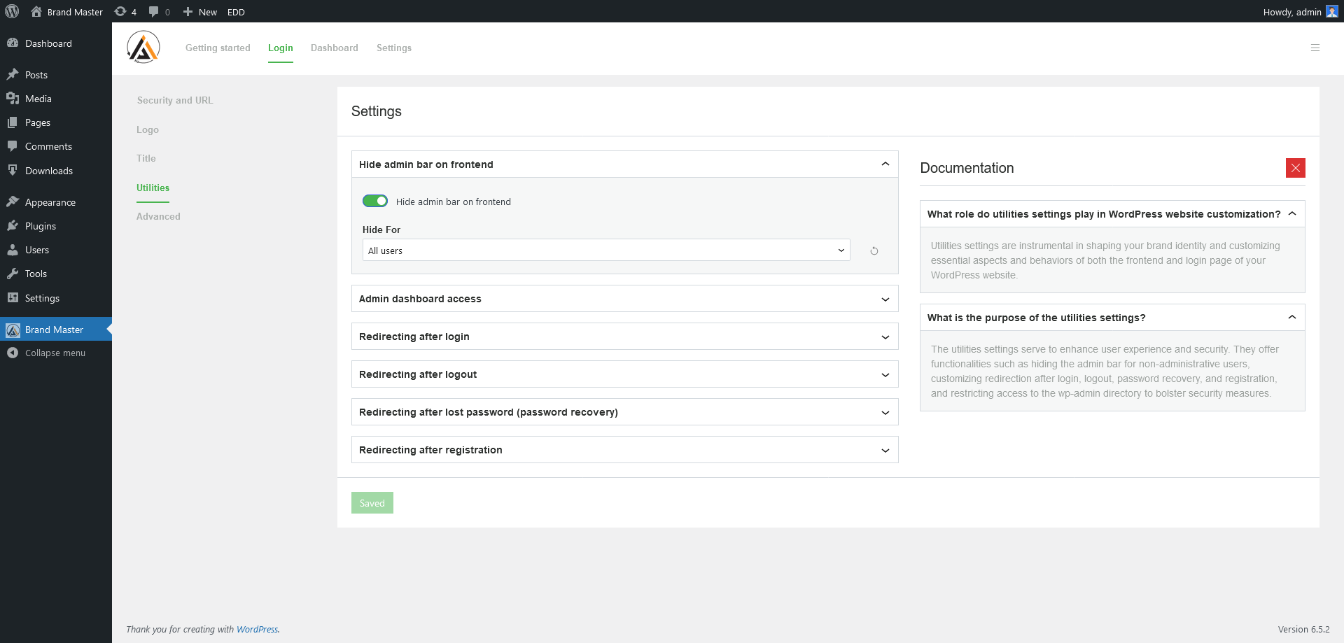 Dashboard - Frontend Dashboard => Header content