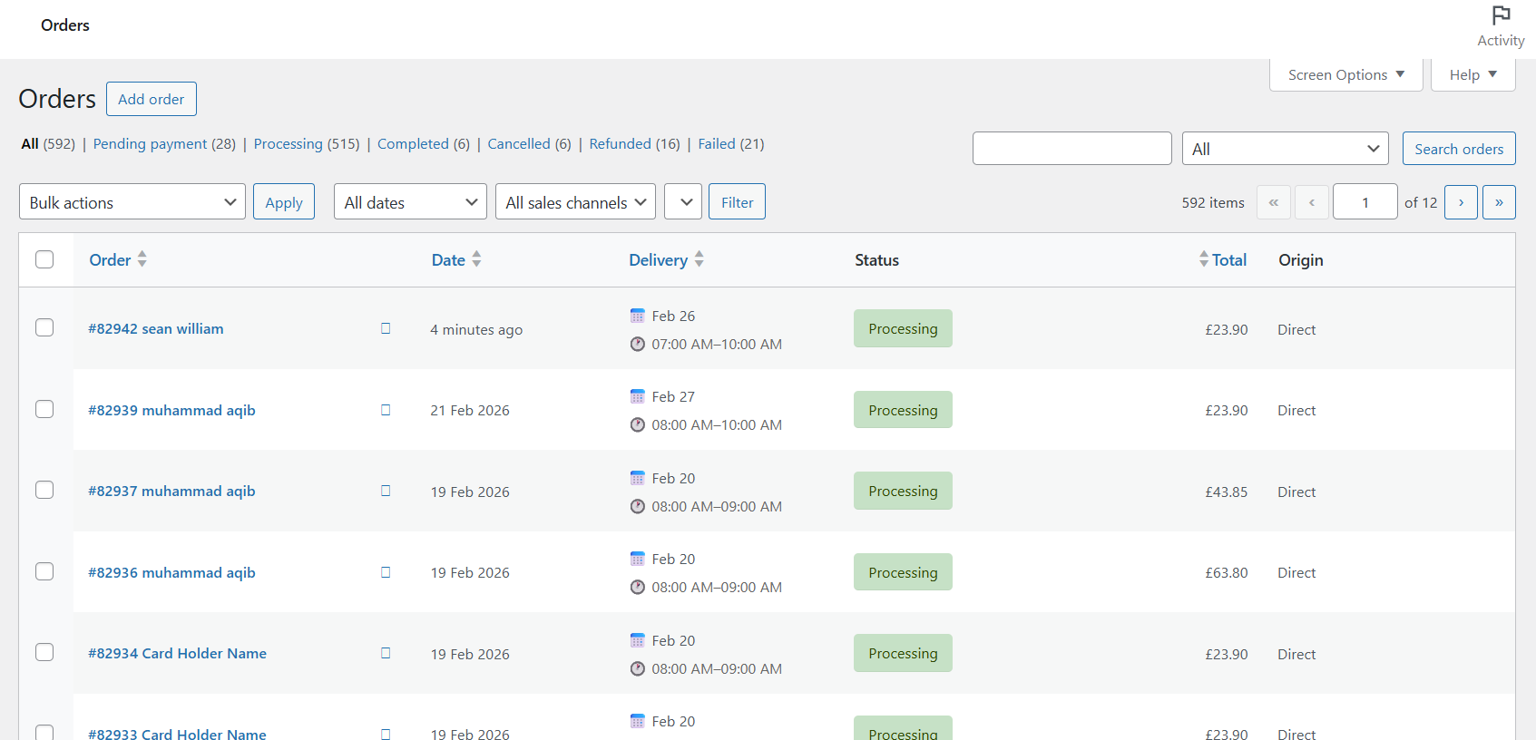 Preparation time settings - Set the lead time required before an order can be fulfilled.