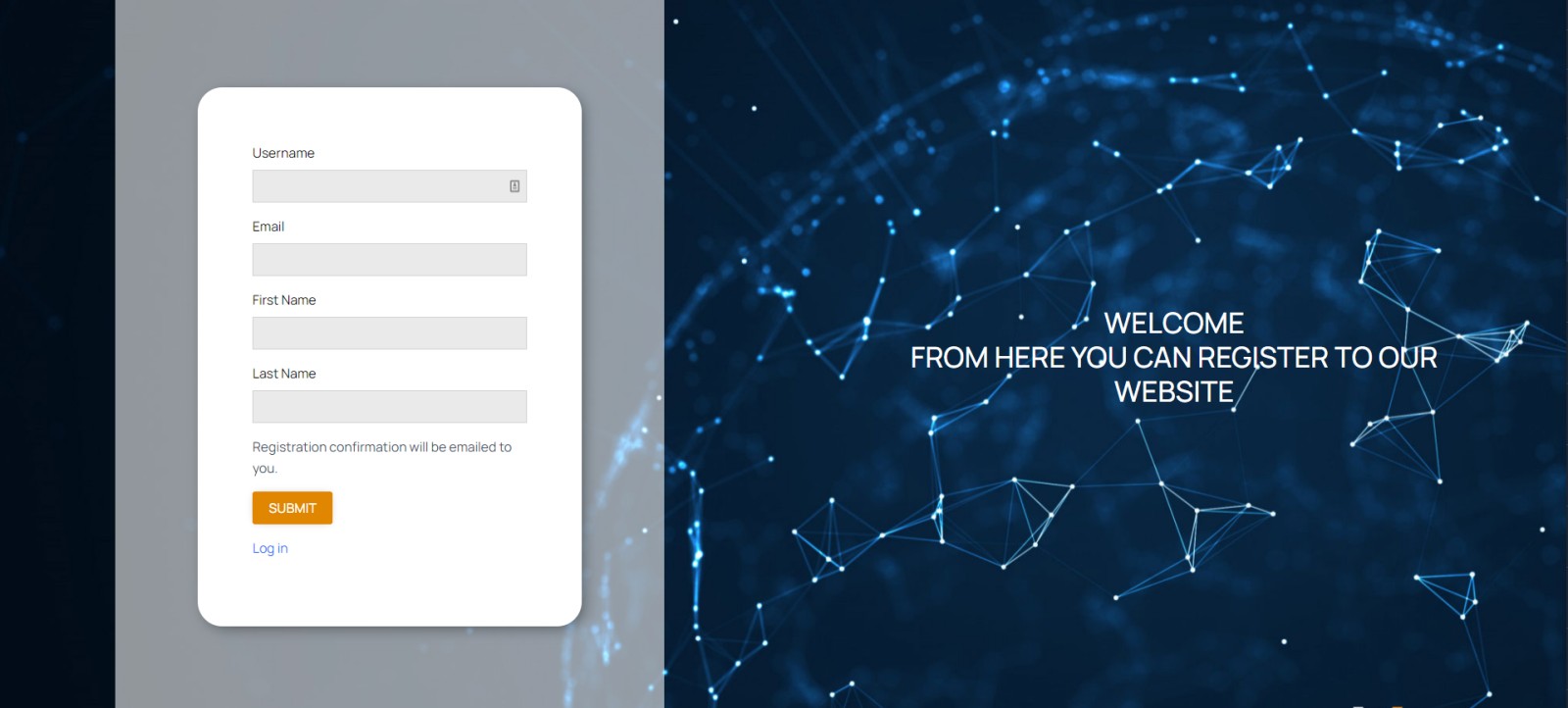 A custom registration page