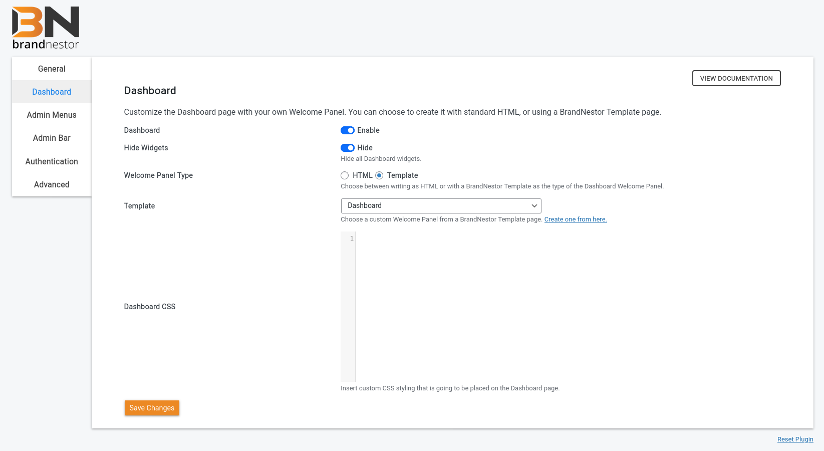 Dashboard Settings