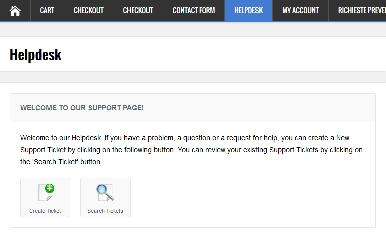 Front-end home page (for Customers)