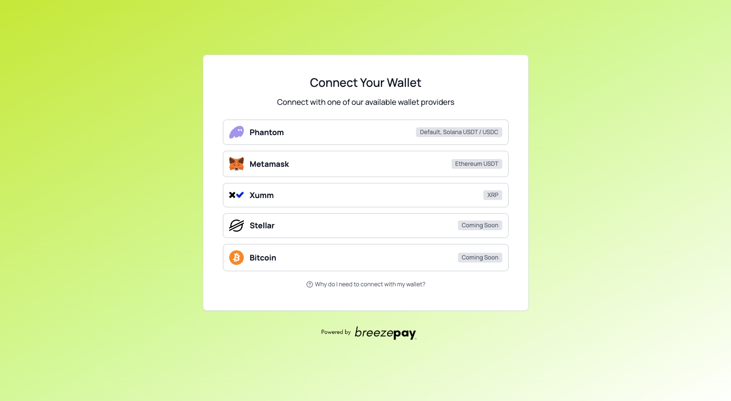 The payment process (select wallet)