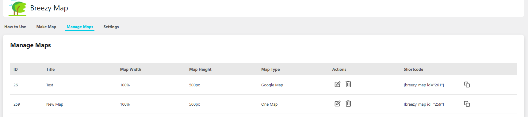 Manage map