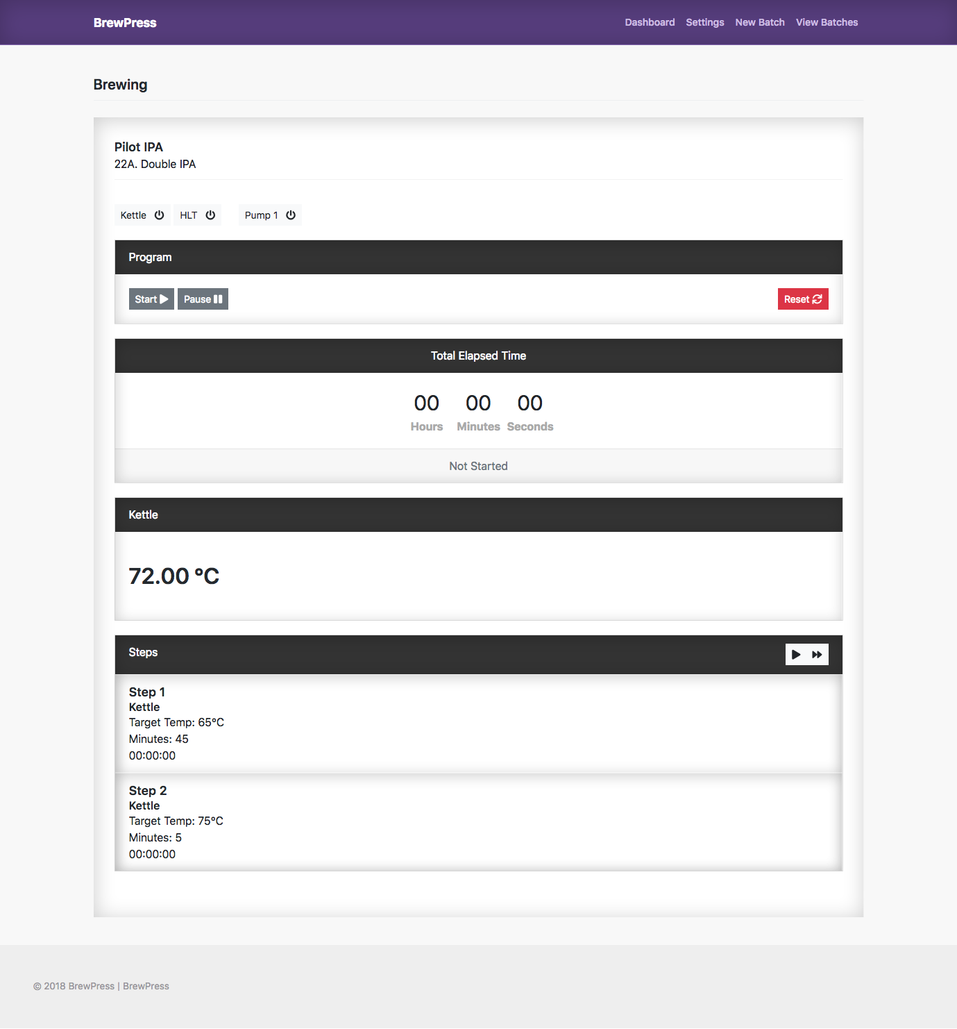 The default Brewing page.