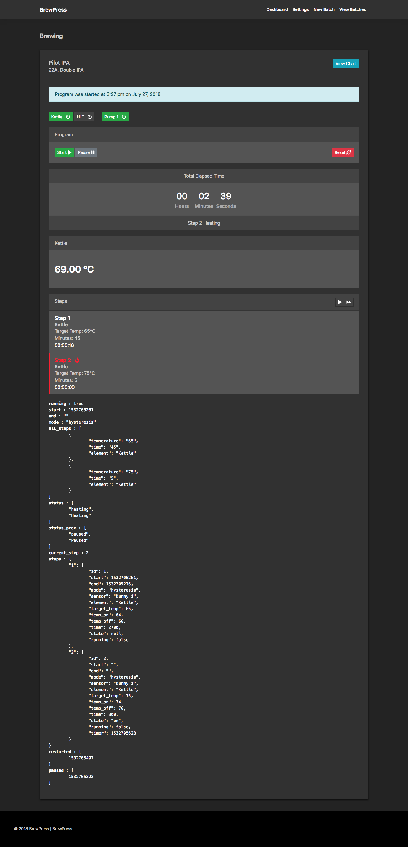 A brew session with the Black color scheme.