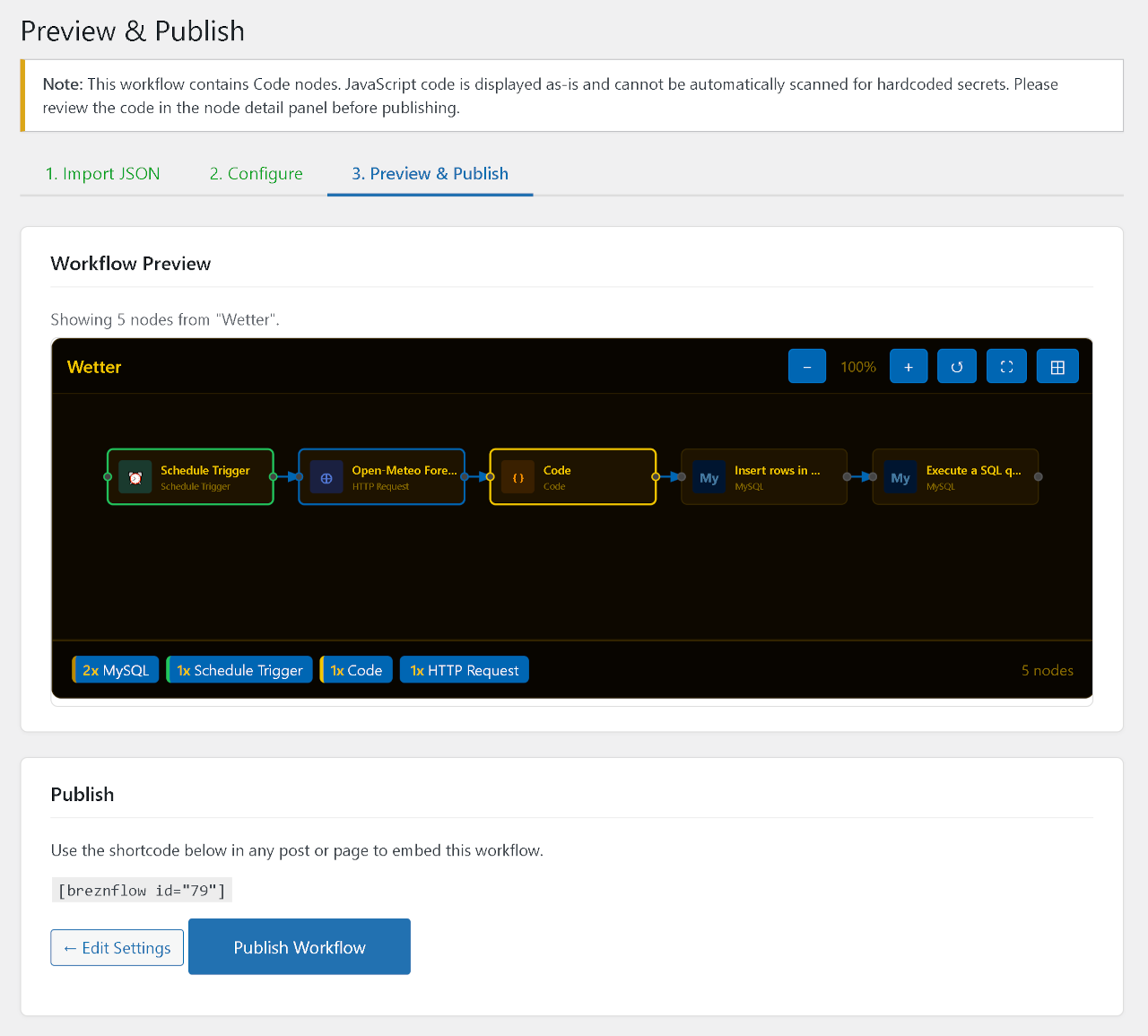 Step 3: live SVG preview with security masking summary