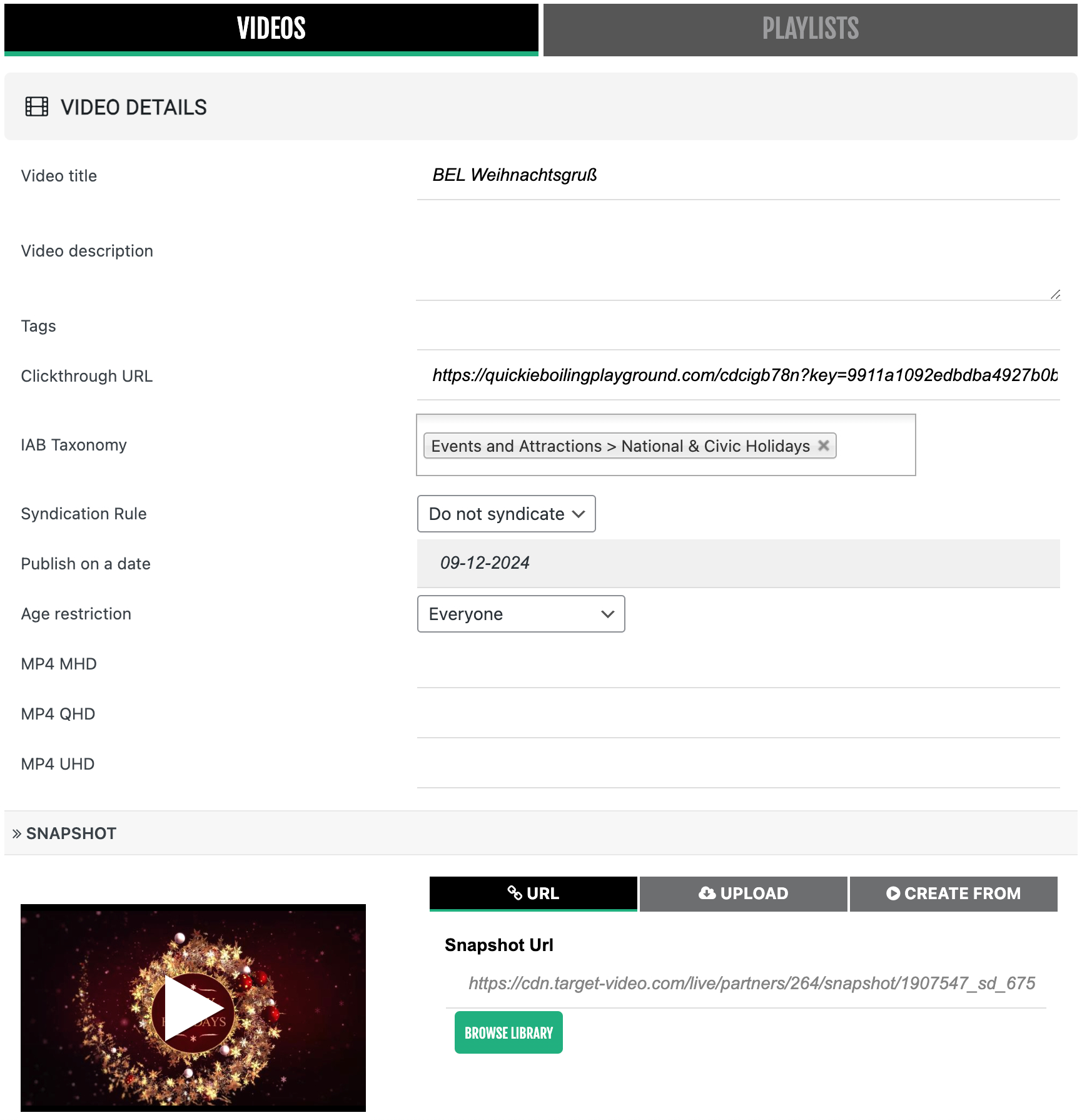 Playlists screen