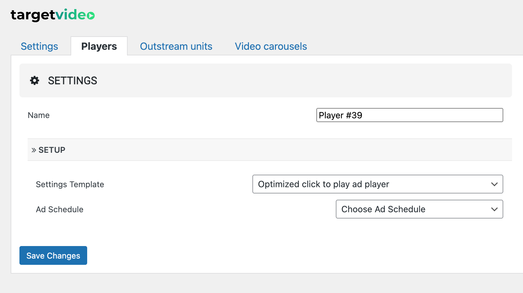 Embedded TargetVideo player in a WordPress post