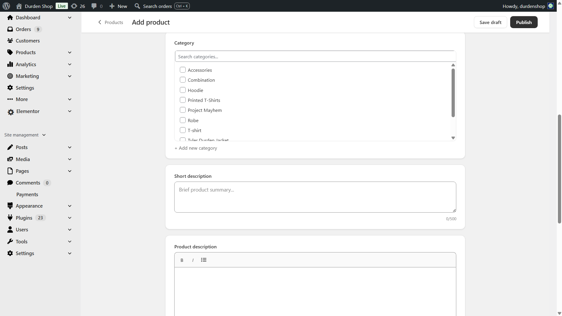 **Store Activity Widgets** — top-selling products, recent orders with status badges, most viewed pages, and most added-to-cart products