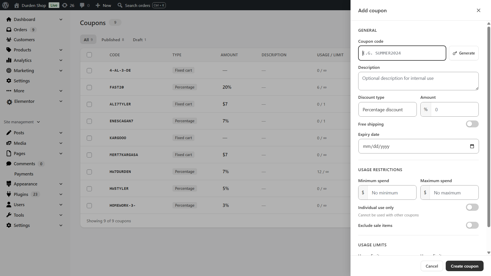 **Quick Edit Sidebar** — slide-in panel to edit name, prices, stock, and category without leaving the product list
