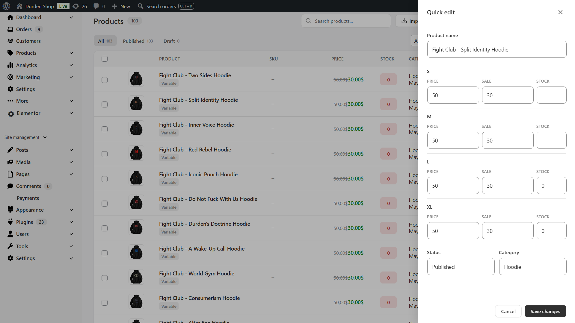 **WooCommerce Coupon Manager** — clean coupon list with code copy, discount type icons, usage stats, and expiry highlighting