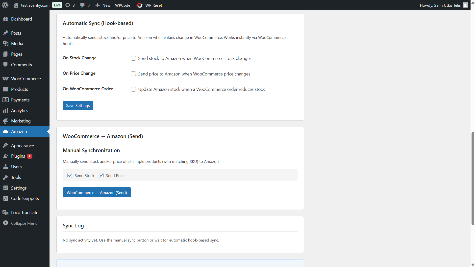 Manual synchronization and automatic sync options.