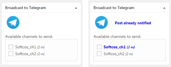 Send metabox before and after sending (on the channel name side the number of members/followers is shown)