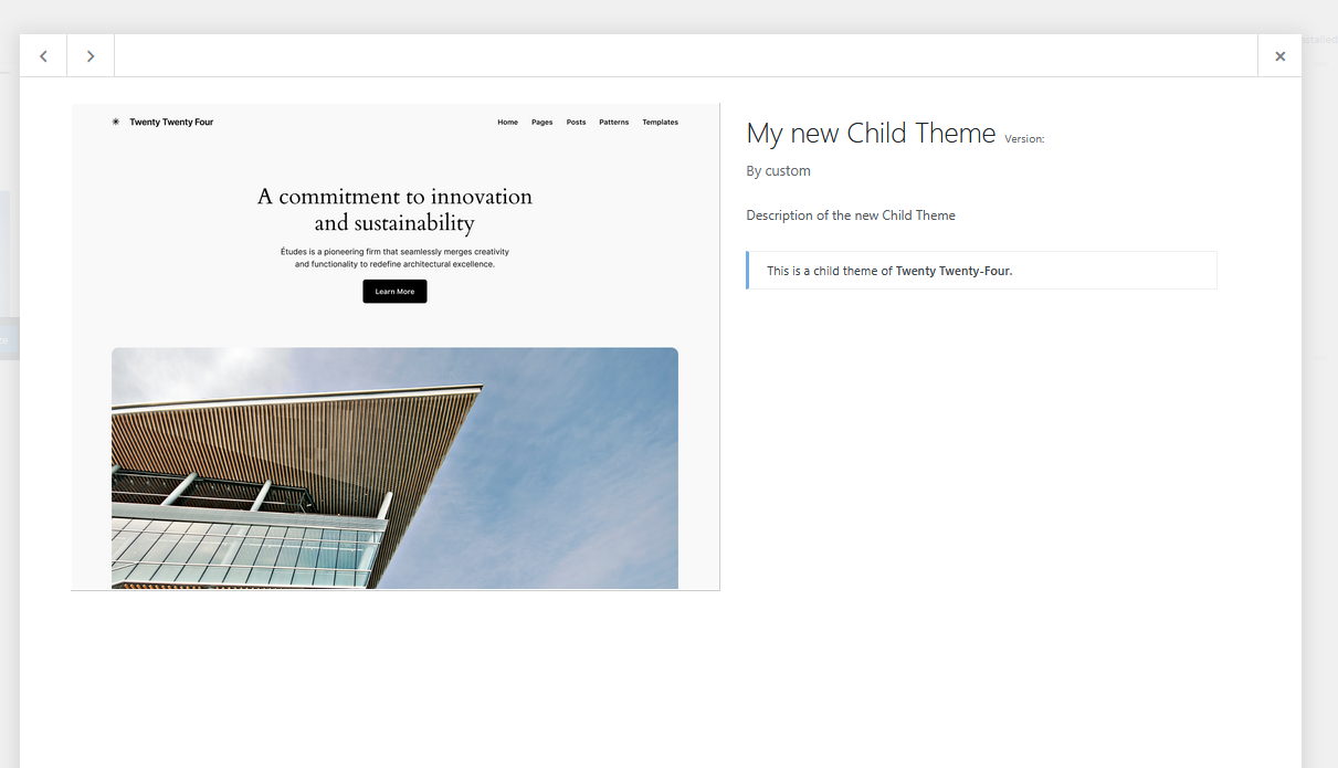 Child theme created.