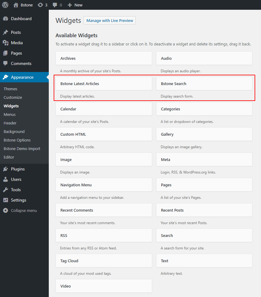 Widgets