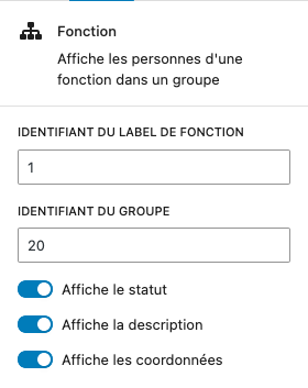 Configuration d'un bloc "Fonction"