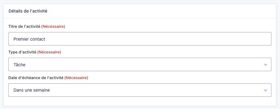 Example of a form submission in Pipedrive