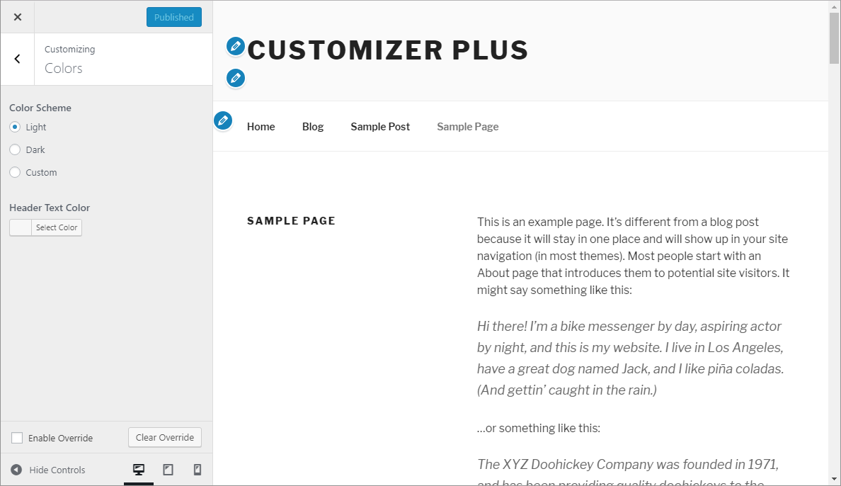 Customizer Plus Lite - override disabled