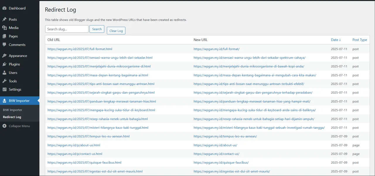 Redirect Log