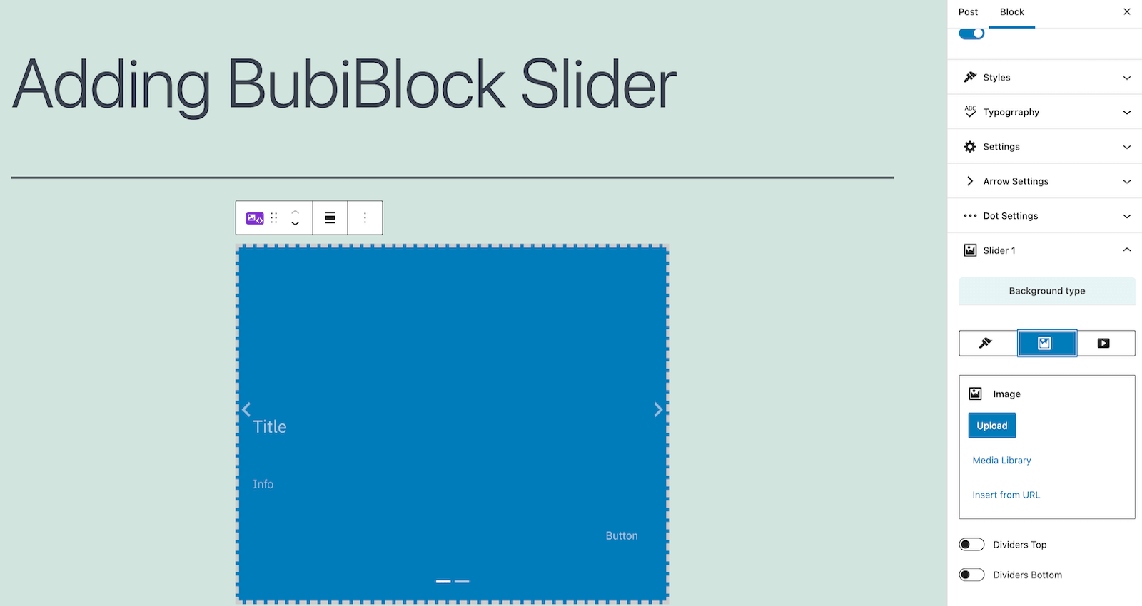 Adding BubiBlock Slider