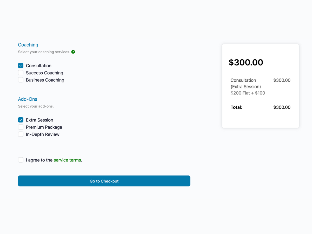 Screenshot 2: The admin area bookings overview, displaying the gross and net values for completed and abandoned bookings for a certain time period.