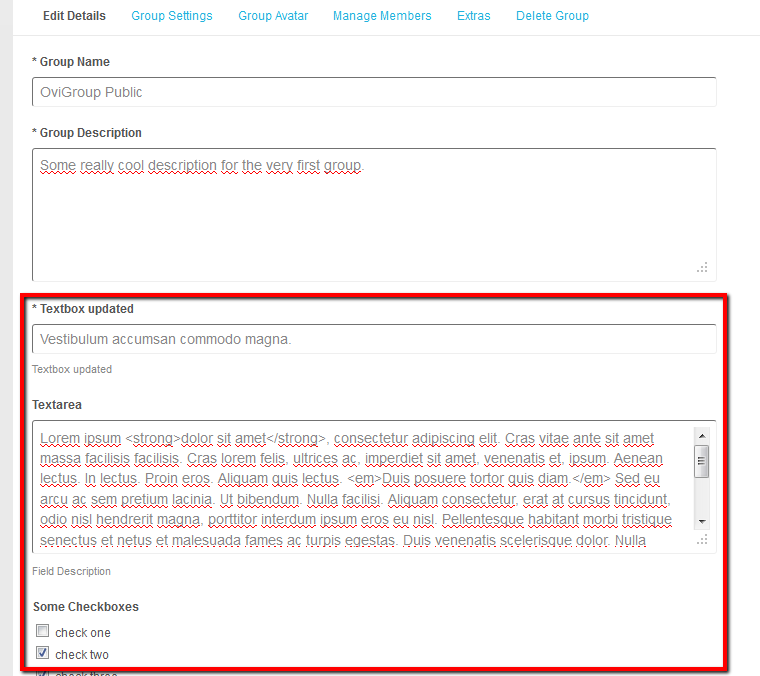 Custom fields on Edit Group Details page