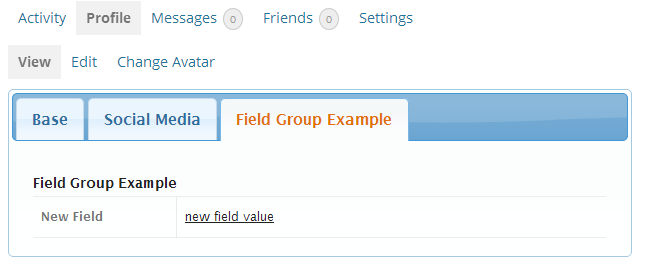 Profile Page Using BuddyPress Profile Tabs and the Redmond theme