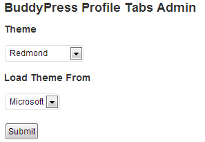BuddyPress Profile Tabs Options Page