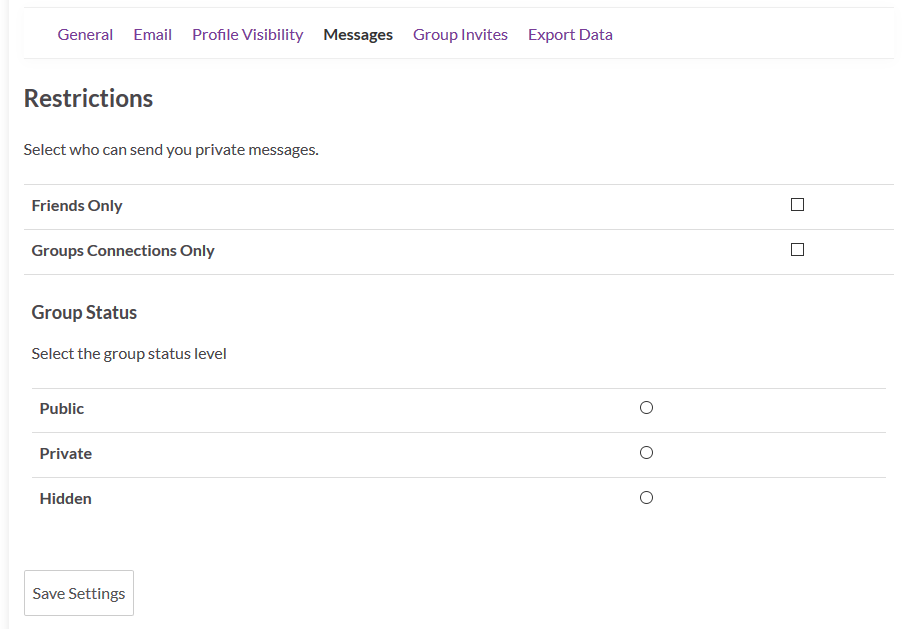 screenshot-2.png - User Settings screen.