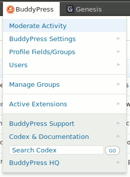 BuddyPress Toolbar in action - primary level - default state. ([Click here for larger version of screenshot](https://www.dropbox.com/s/t0v2v4wh6030yll/screenshot-1.png))
