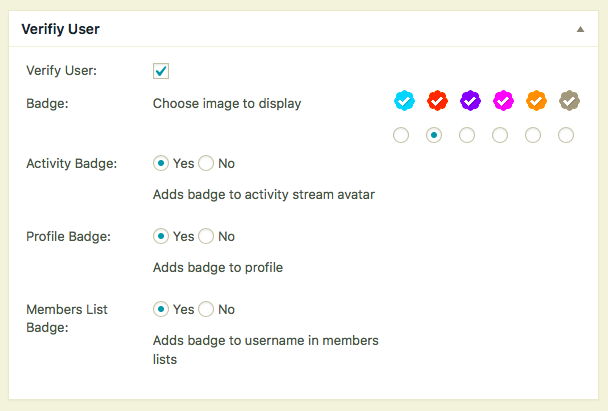 Admin user verify options