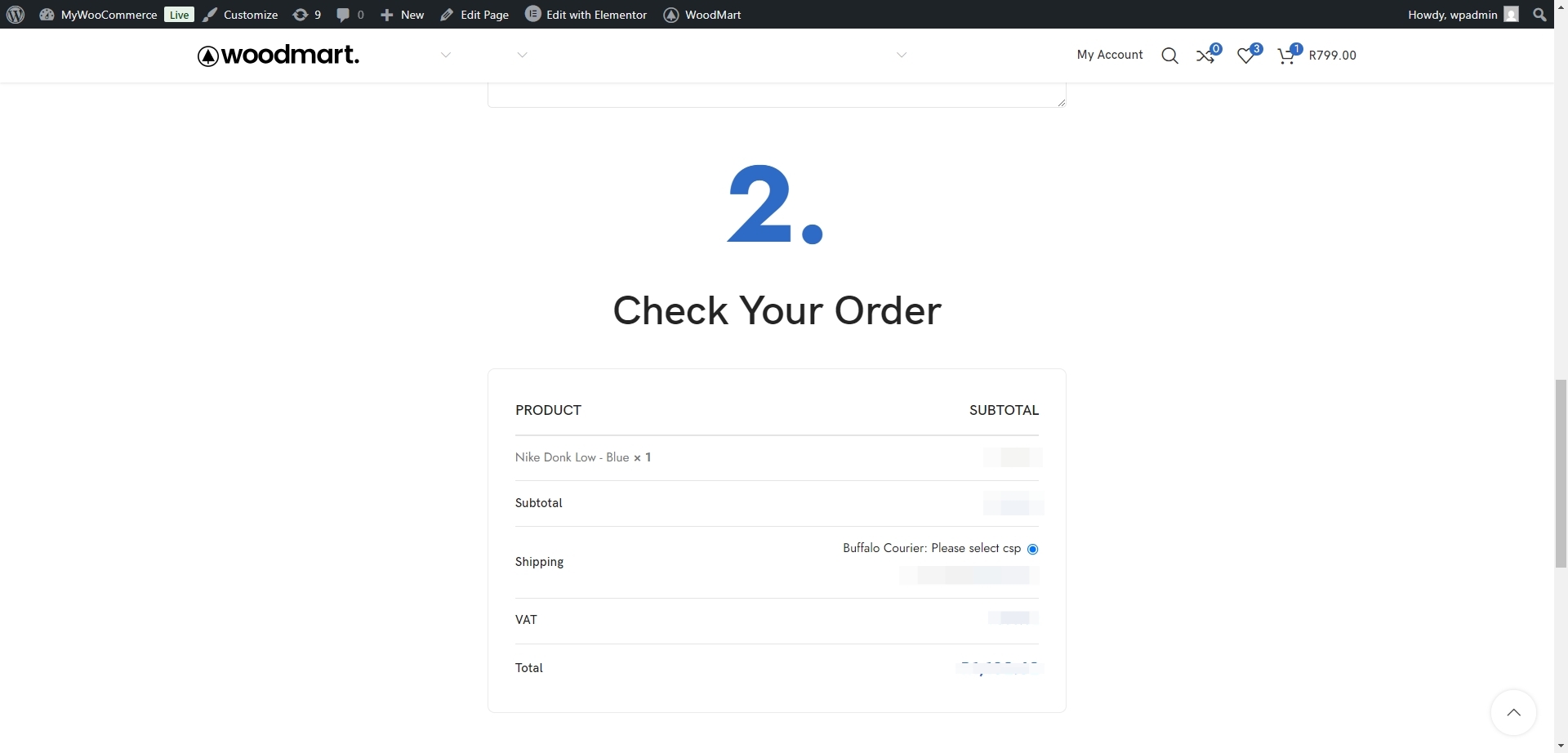 On the Check Order page, you can view the relevant shipping fee information.