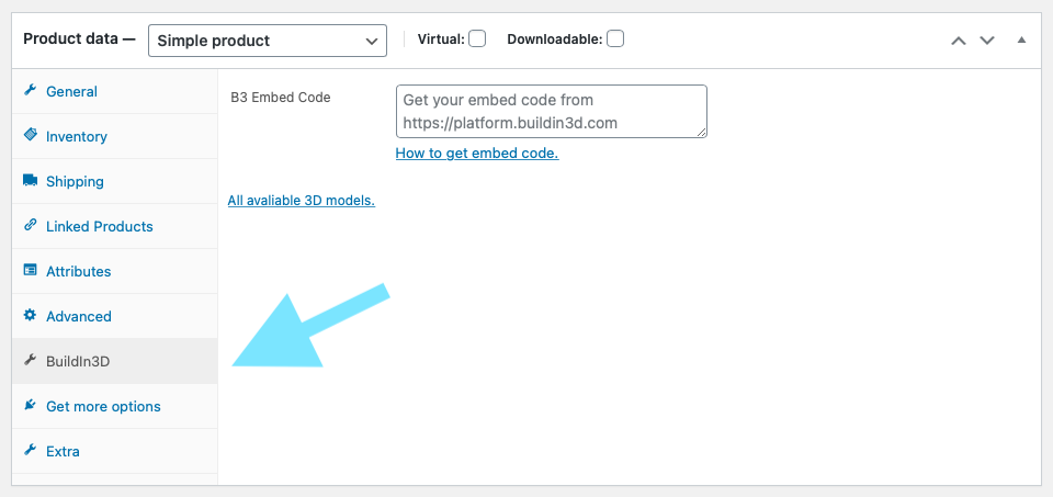Go to the edit product page and scroll down to the "BuildId3D" panel.