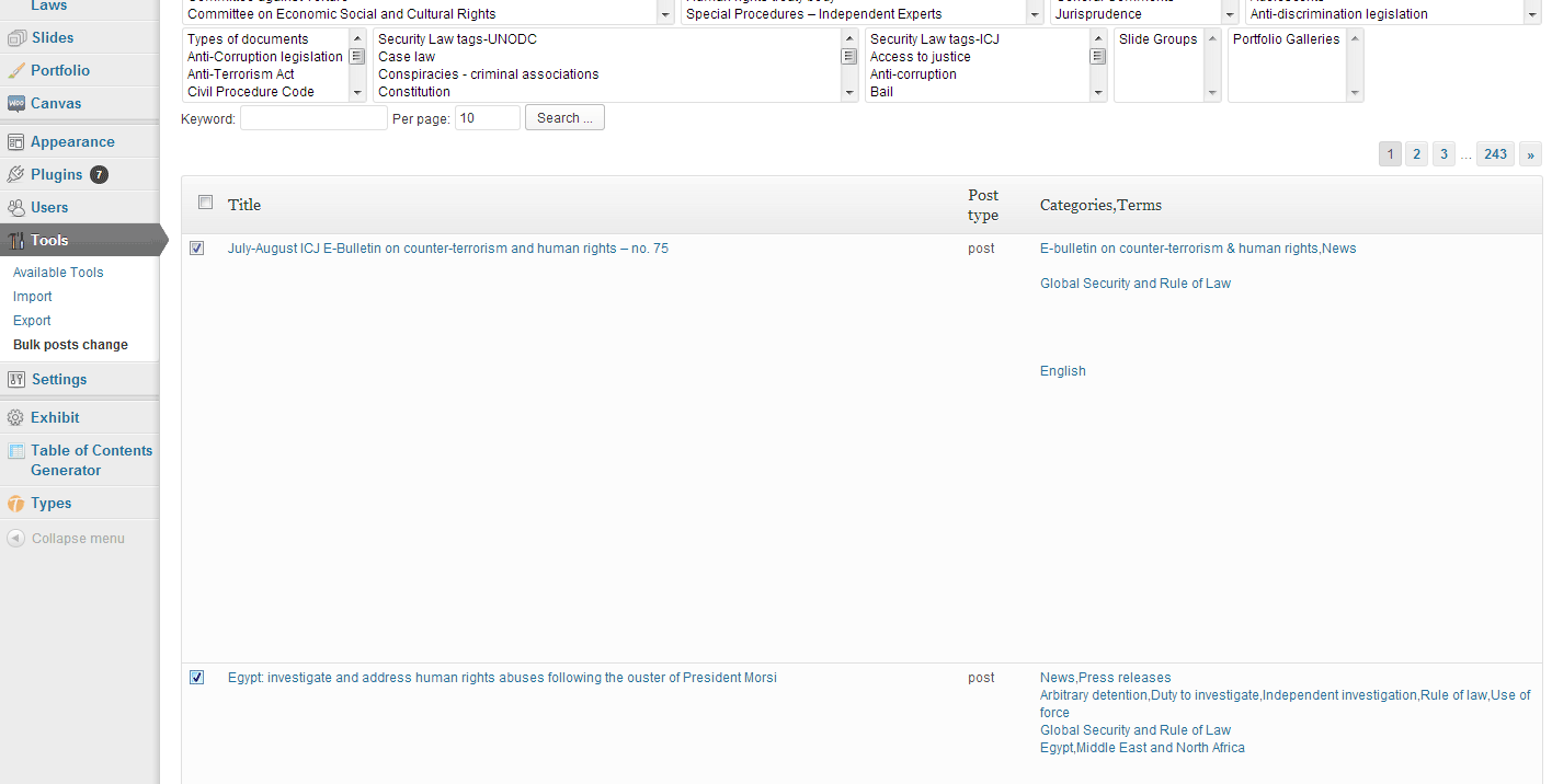 Select posts to perform action