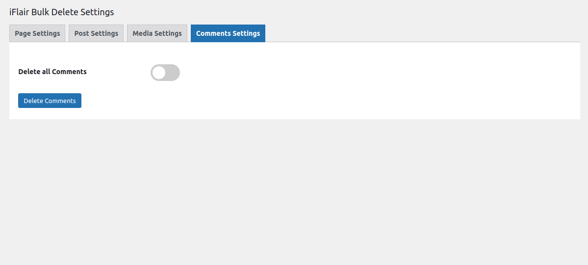 Backend :: Comments Settings page