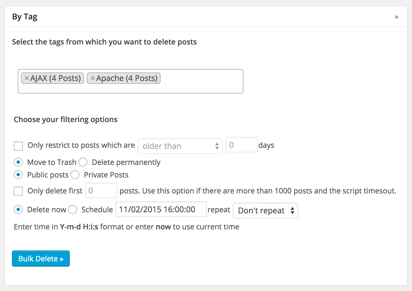 The above screenshot shows how you can delete users by user role. You can also filter by user's registered date or login date.