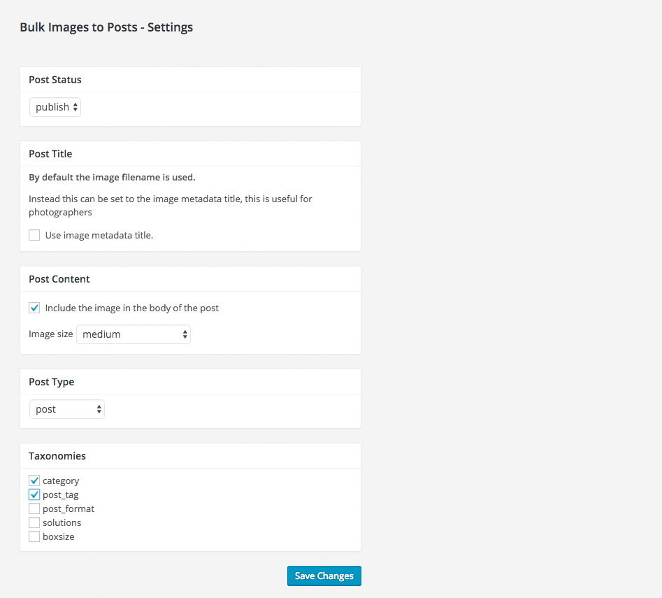 Preview of the settings page