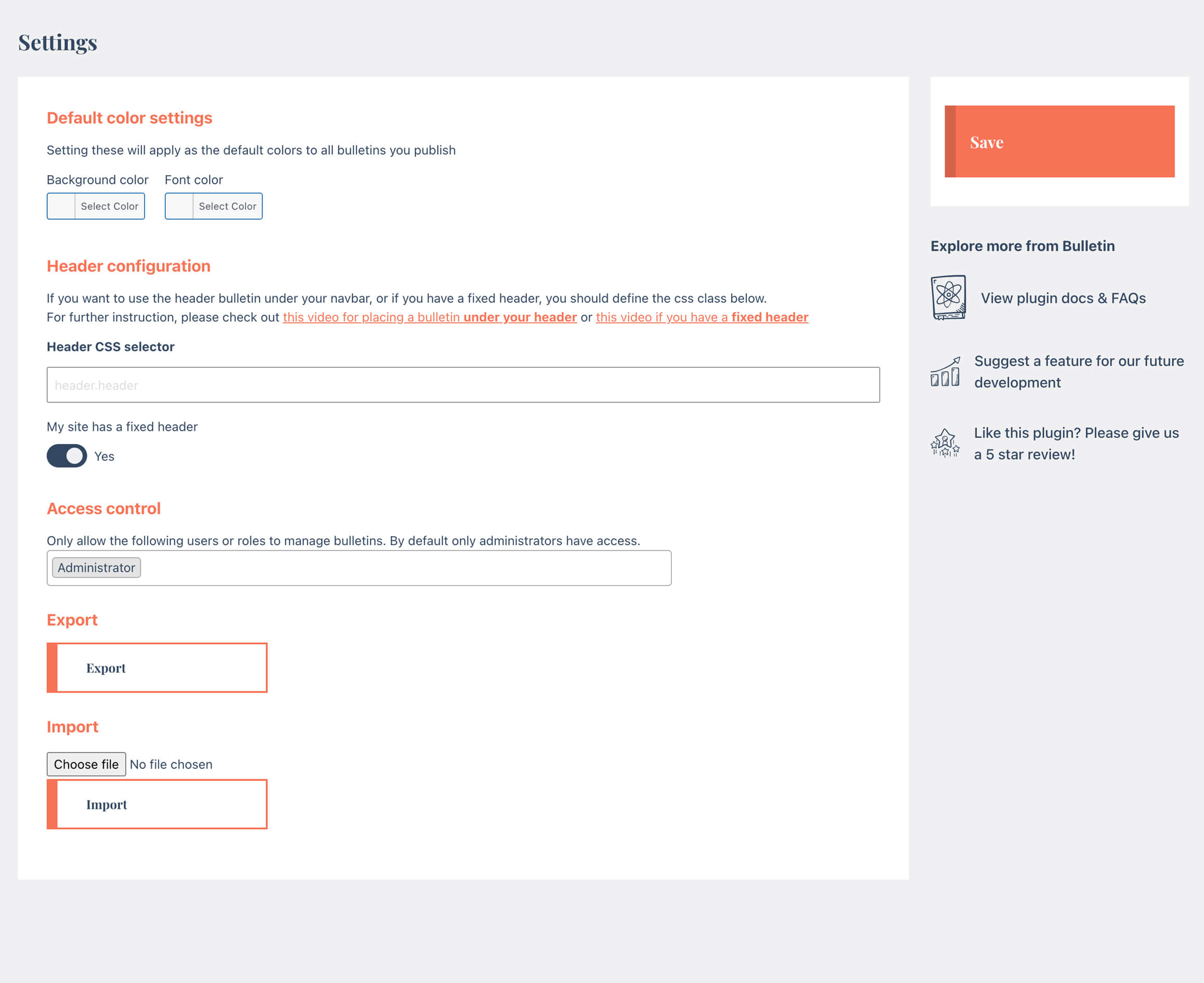 Bulletin - Floating at bottom custom fonts front-end