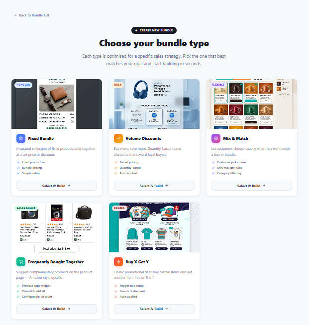 **Bundle Builder Interface:** Setup custom product bundles using our intuitive drag-and-drop builder.