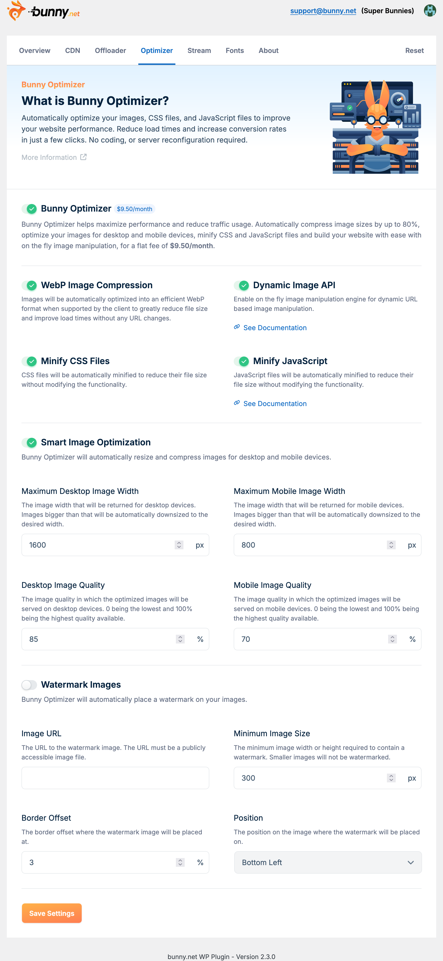 Bunny Optimizer configuration