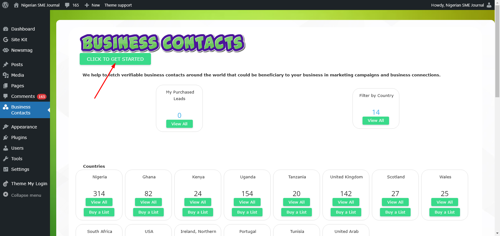 Click on "Get Started" to create a free account