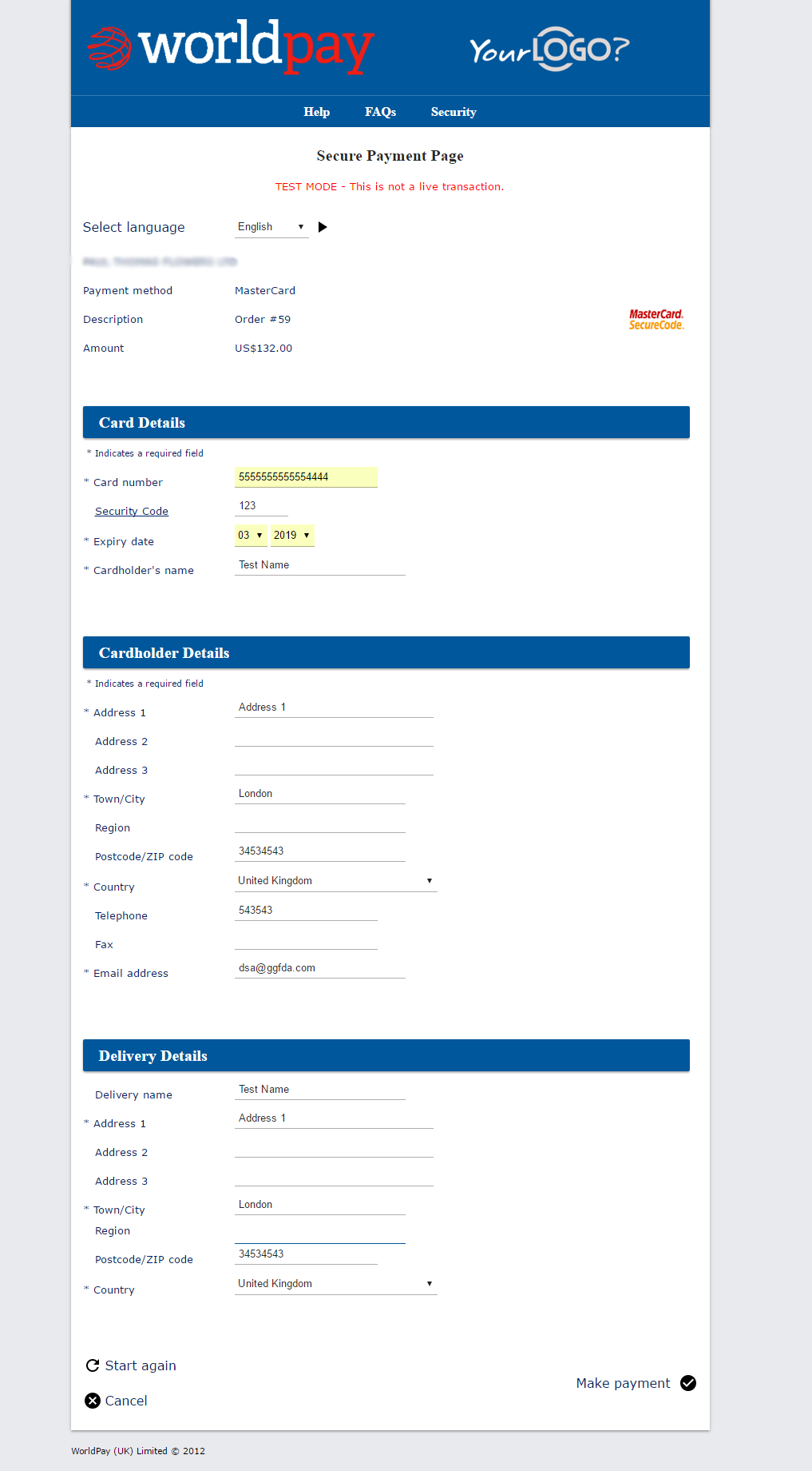 Payment Page Design 2