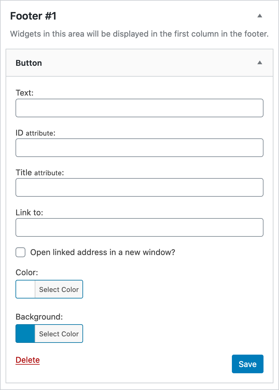 Widget settings interface