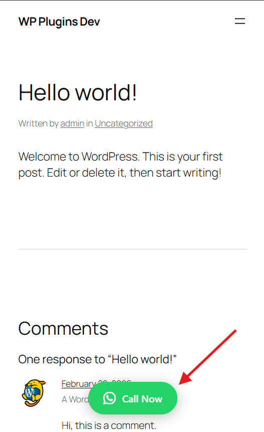 The floating CTA button as seen by a mobile visitor.