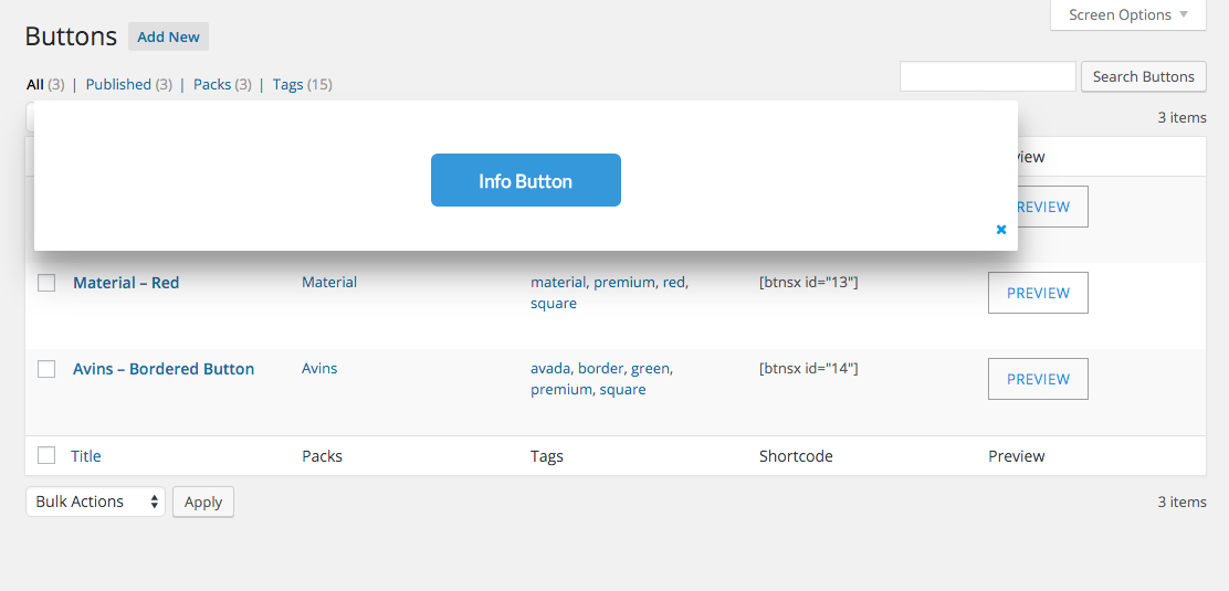 Button preview on list page.