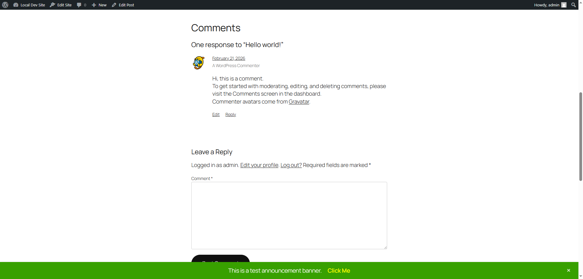 Frontend banner display