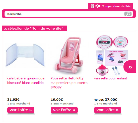 screenshot of the installed shopping guide - adapted to show baby products