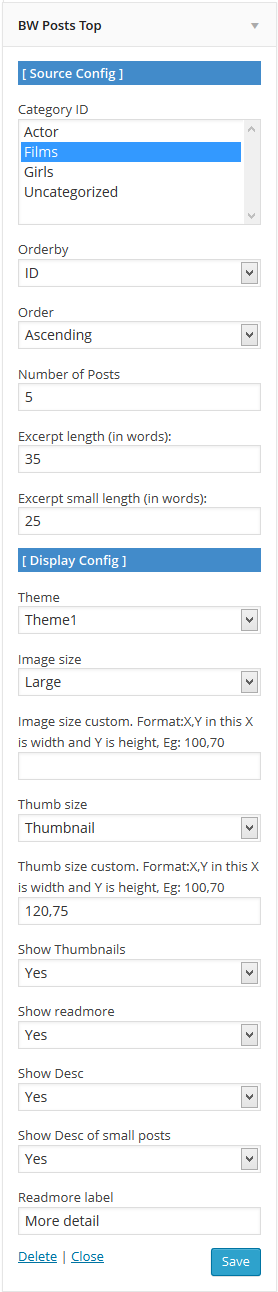 Plugin's configs